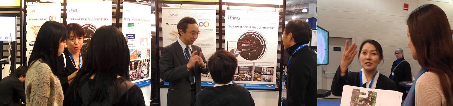 Kavli IPMU staff communicating with the guests