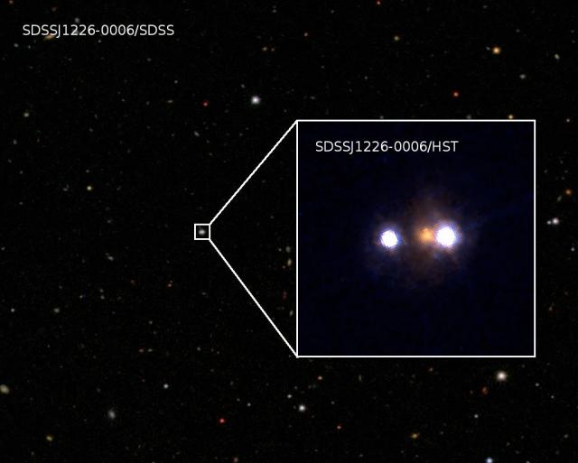 図１　今回の探索により発見された新しいクエーサー重力レンズSDSSJ1226-0006の画像