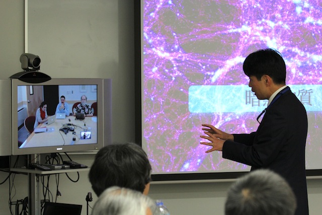 Talking with researchers at Princeton University via video connection.