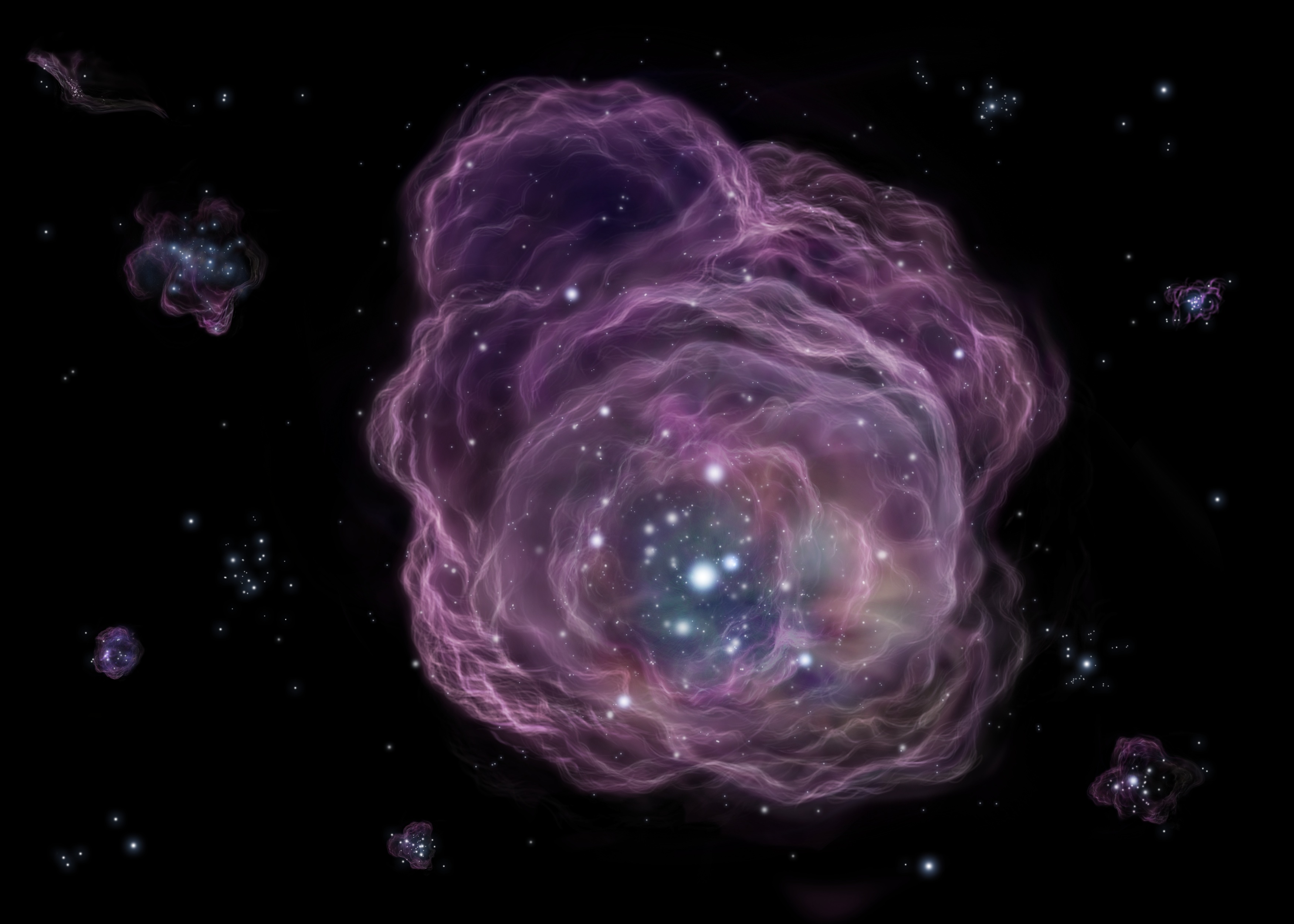 初代の巨大質量星の爆発の想像図(クレジット:国立天文台)